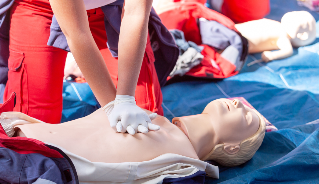 Onsite group CPR and AED training session